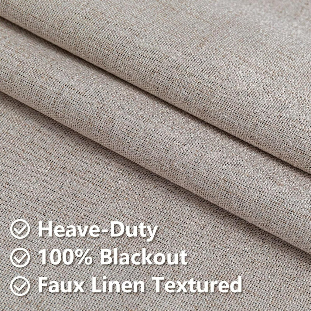 IGEMAEVE Blackout Curtains Customsize for Bedroom,100% Black Out Curtains 1 Panel Thermal Insulated Room Darkening Drapes Beige Rod…