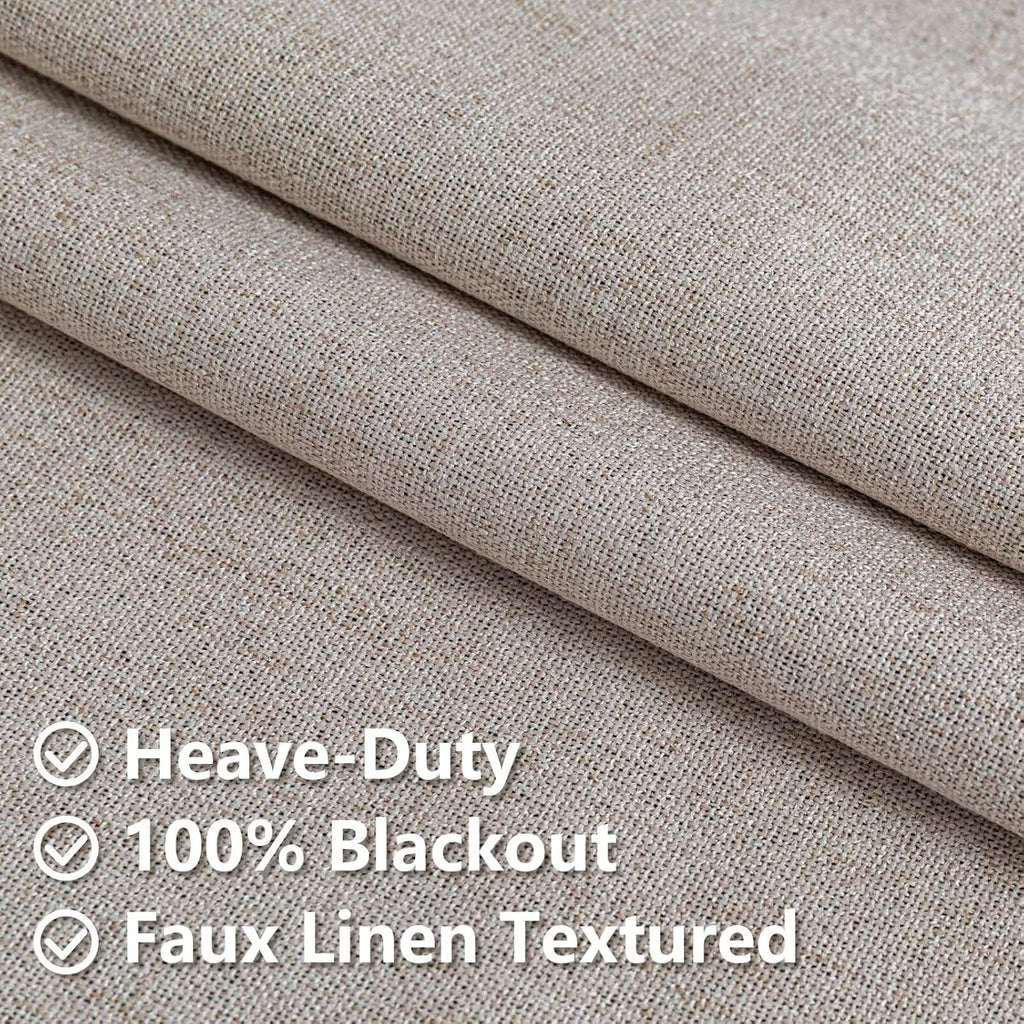 IGEMAEVE Blackout Curtains Customsize for Bedroom,100% Black Out Curtains 1 Panel Thermal Insulated Room Darkening Drapes Linen Grommet…