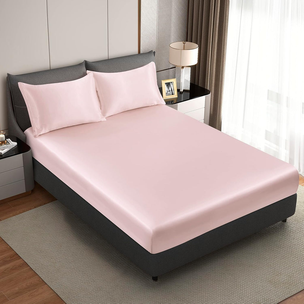 HommxJF Blush Pink Satin Pillowcase Standard Set of 2 with Envelope Closure, Blush Pink Silk Pillowcase for Hair and Skin (20x26) Pink
