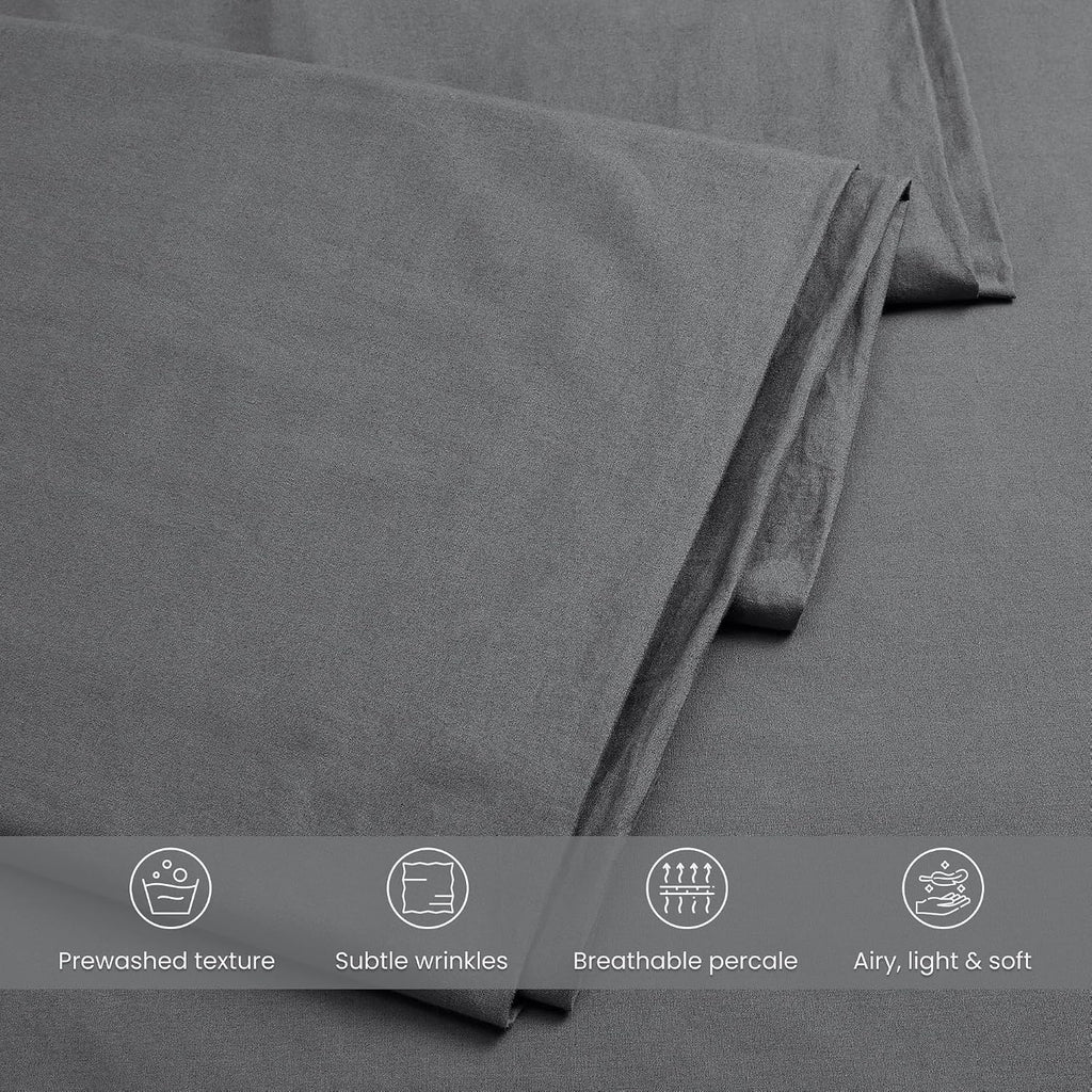 Bioweaves 100% Organic Washed Cotton Percale Weave Pillow Cases Standard Size GOTS Certified Queen Pillow Covers, Envelope Closure – Set of…