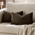 GIGIZAZAFocusingonhomedecoration GIGIZAZA Brown Velvet Pillow Covers 12x20, Small Solid Throw Pillow Covers Decorative Modern Pillows Lumabr…