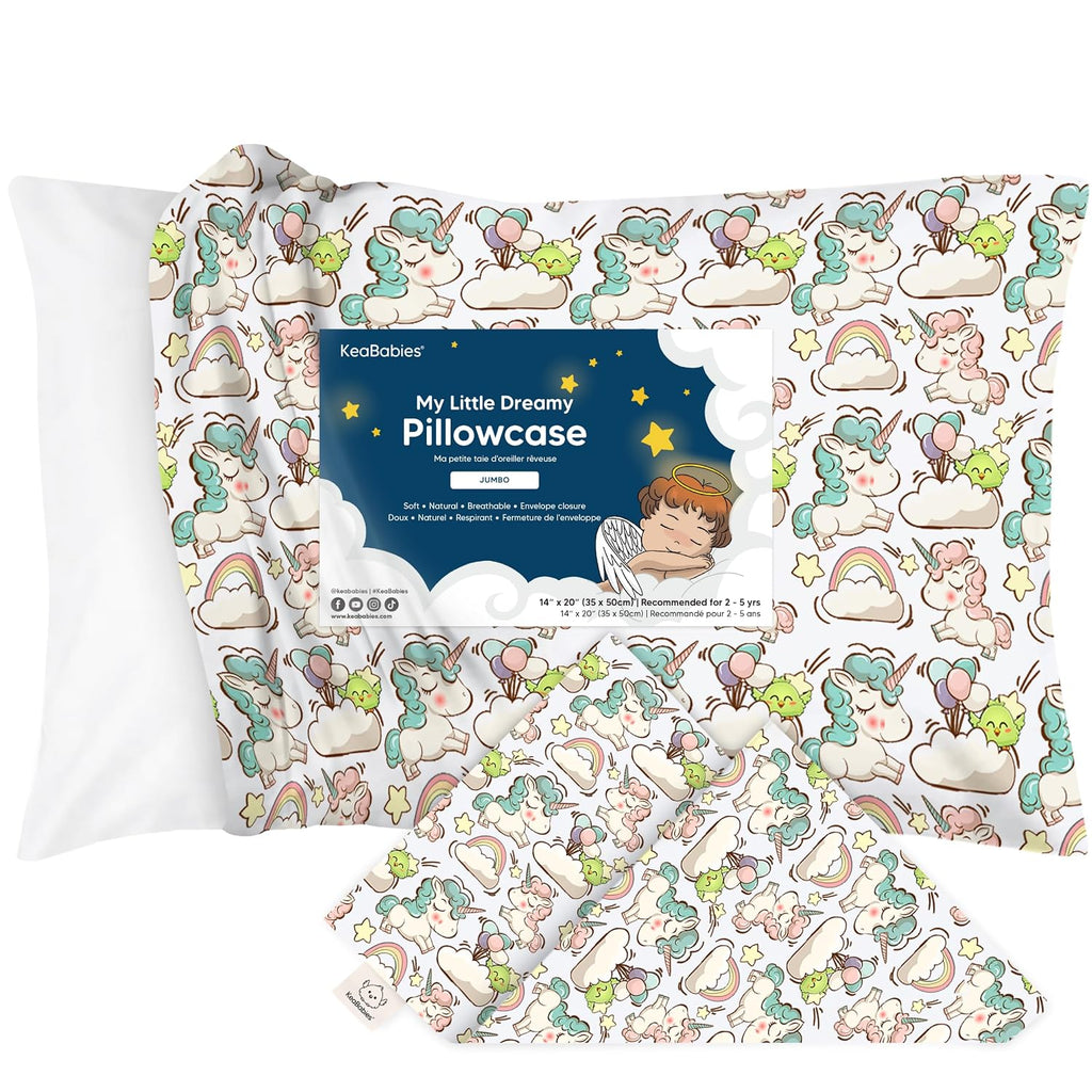 KeaBabies Toddler Pillowcase 13"x18" - Organic Cotton Toddler Pillowcase for Kids, Boys, Girls, Soft & Durable Cotton Cover for Miniature…