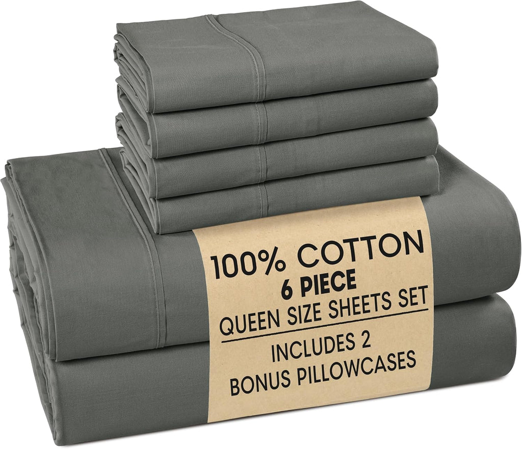 Casa Platino Queen Sized Sheets – 6 Piece Queen Size Sheets Set, Soft & Breathable, with 15 Inch Deep Pocket Fitted Sheet, Cozy Cooling…