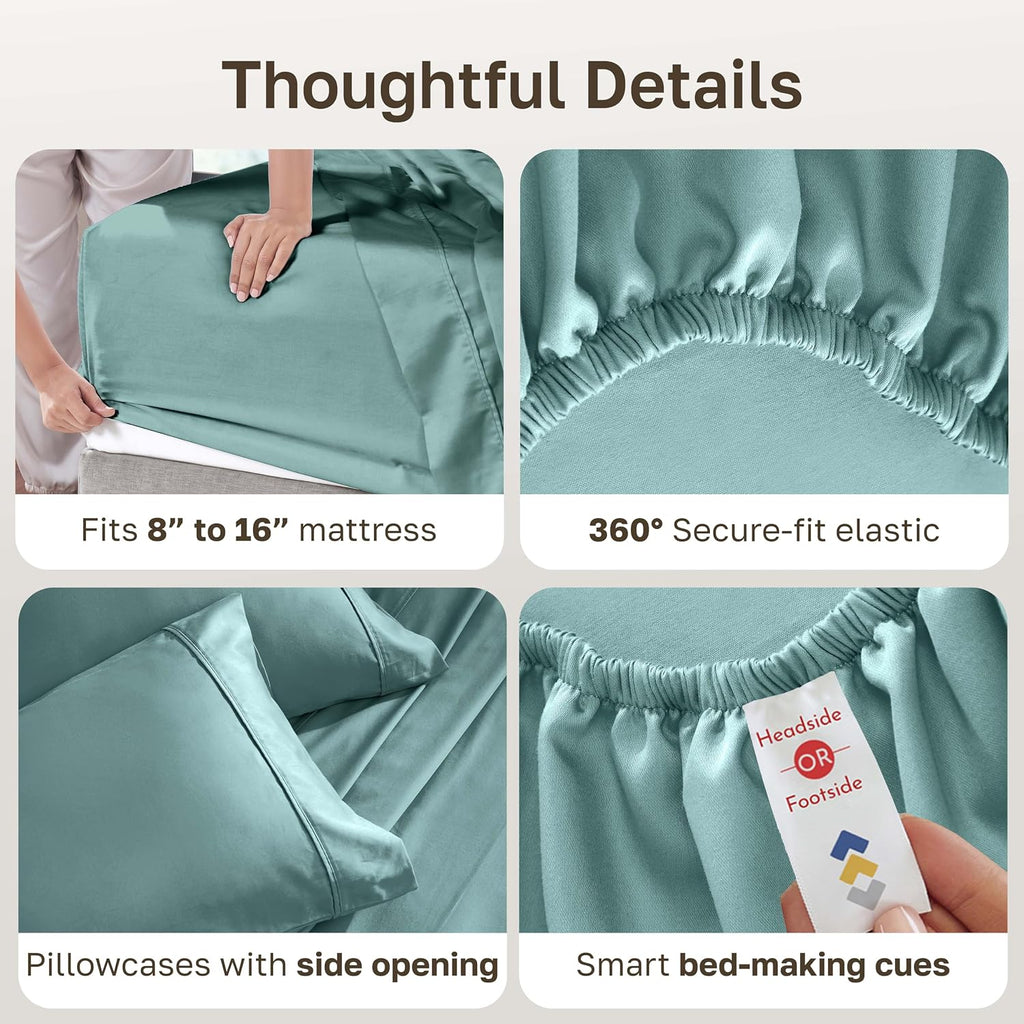 CaliforniaDesignDen California Design Den Soft 100% Cotton Sheets King Size Set, 400 Thread Count Good Housekeeping Award Winner, Silky Smo…