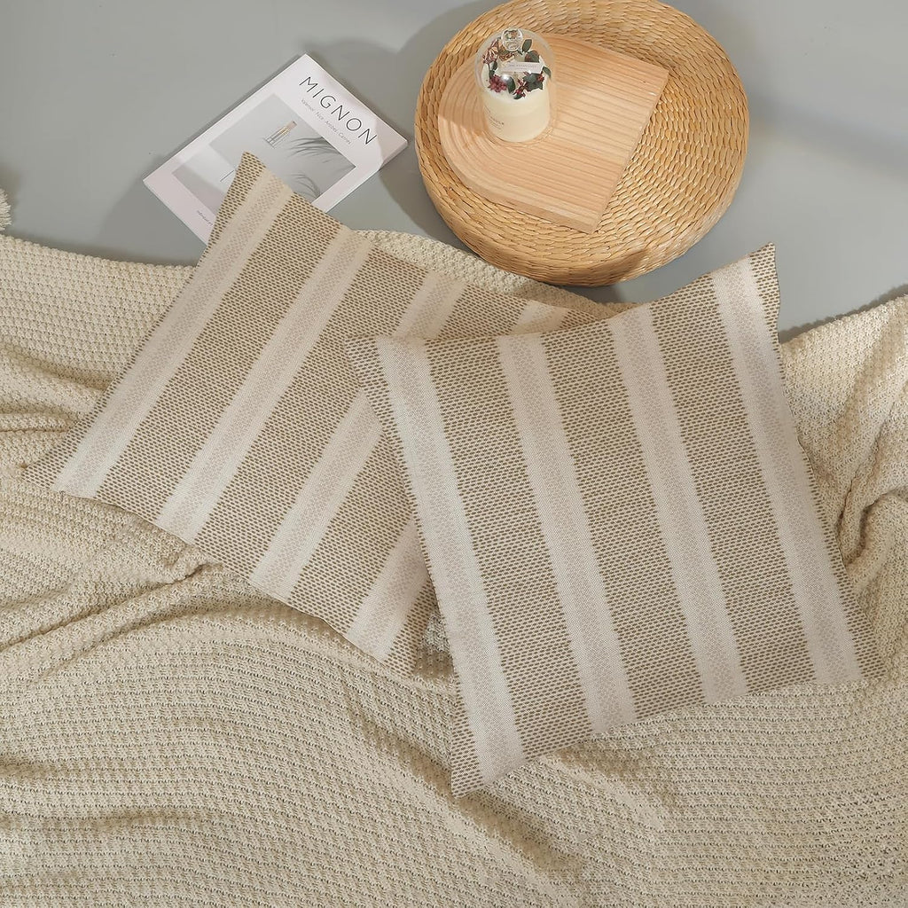 Tan Khaki Polka Dot Pillow Covers 18 x 18 Set of 2 Boho Striped Decorative Throw Pillows Modern Abstract Geometry Decor Outdoor Pillow…