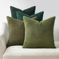 Topfinel Fall Pillow Covers Set of 4 Soft Corduroy Boho Strip Textured OliveGreen Pillow Covers Modern Farmhouse Cute Autumn Home Decor Gre…