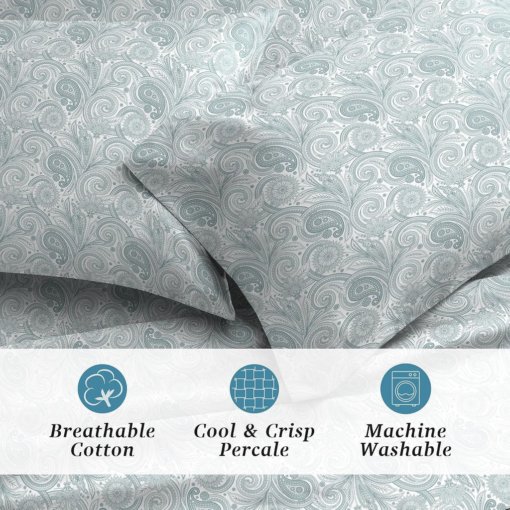 WelhomeByWelspun Welhome Twin Size Bed Sheet Set, 100% Cotton Percale Deep Pocket Super Soft Bedding Set, Cooling, Breathable & Extra Soft,…