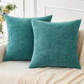 Miulee Pack of 2 Couch Throw Pillow Covers 26x26 Inch Soft Teal Chenille Pillow Covers for Sofa Living Room Solid Dyed Pillow Cases