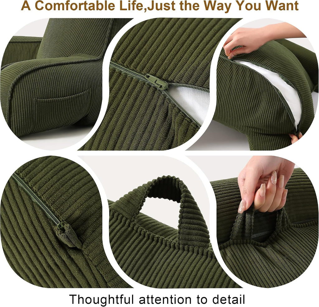 Ailuteie Corduroy Reading Pillow, Backrest Pillow for Sitting Up in Bed, Bed Rest Back Support Cushion for Daybed Sofa Couch, Lounge Pillow…