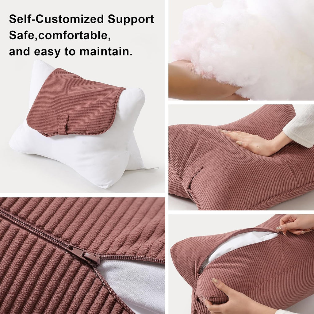 Pat. Pend. Corduroy Back Pillow for Sitting Up & Reading, Ergonomic Triangle Lumbar Support Cushion for Sofa, Armchair & Bed, Removable…