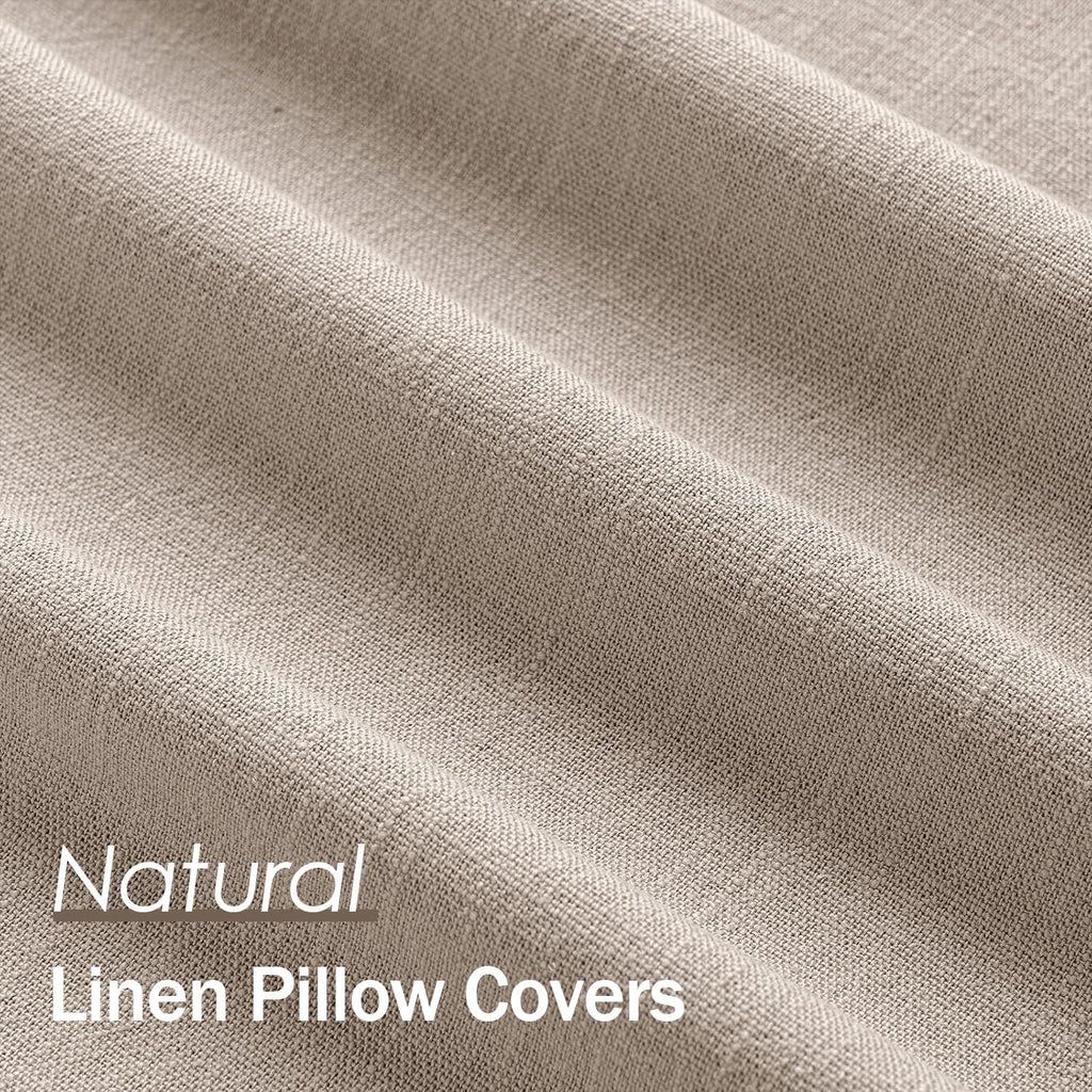 Anroduo Pack of 2 Decorative Linen Pillow Covers Natural Linen Neutral Farmhouse Boho Soild Cushion Case Soft Accent Pillowcase for Couch S…