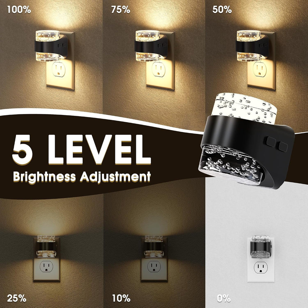 Briignite LED Night Light Plug into Wall, Dimmable Night Light with Bubble Design 3000K Warm & 5 Brightness Levels, Dusk to Dawn Sensor…