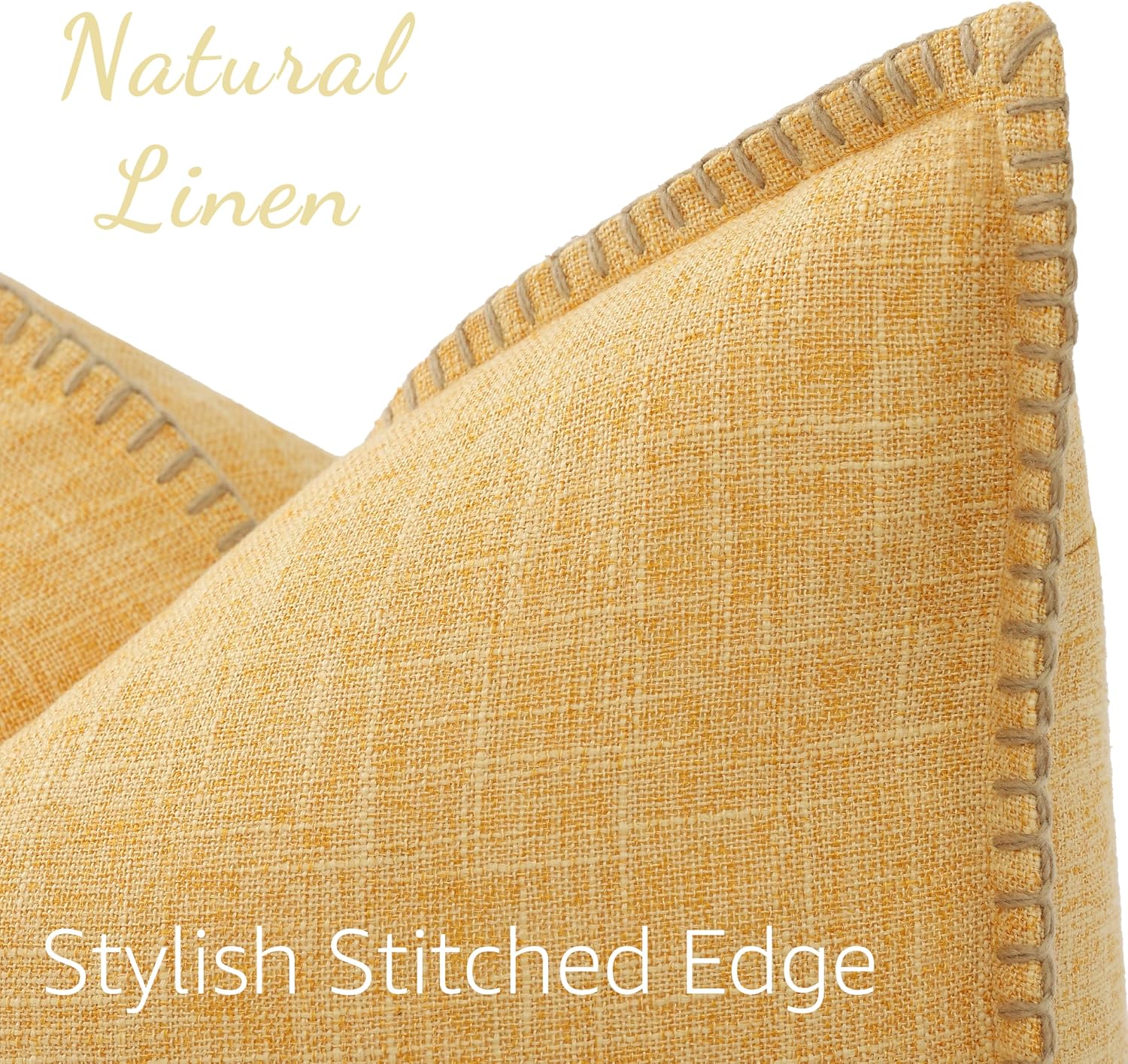 decorUhome Summer Decorative Throw Pillow Covers 22x22 Set of 2 Square Faux Linen Outdoor Neutral Farmhouse Euro Sham Pillow Covers with…