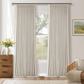 Twodrapes 105 Inch Blackout Linen Curtains Pinch Pleat for Bedroom Living Room Darkening Neutral Pleated 100% Black Out Thermal Insulated W…