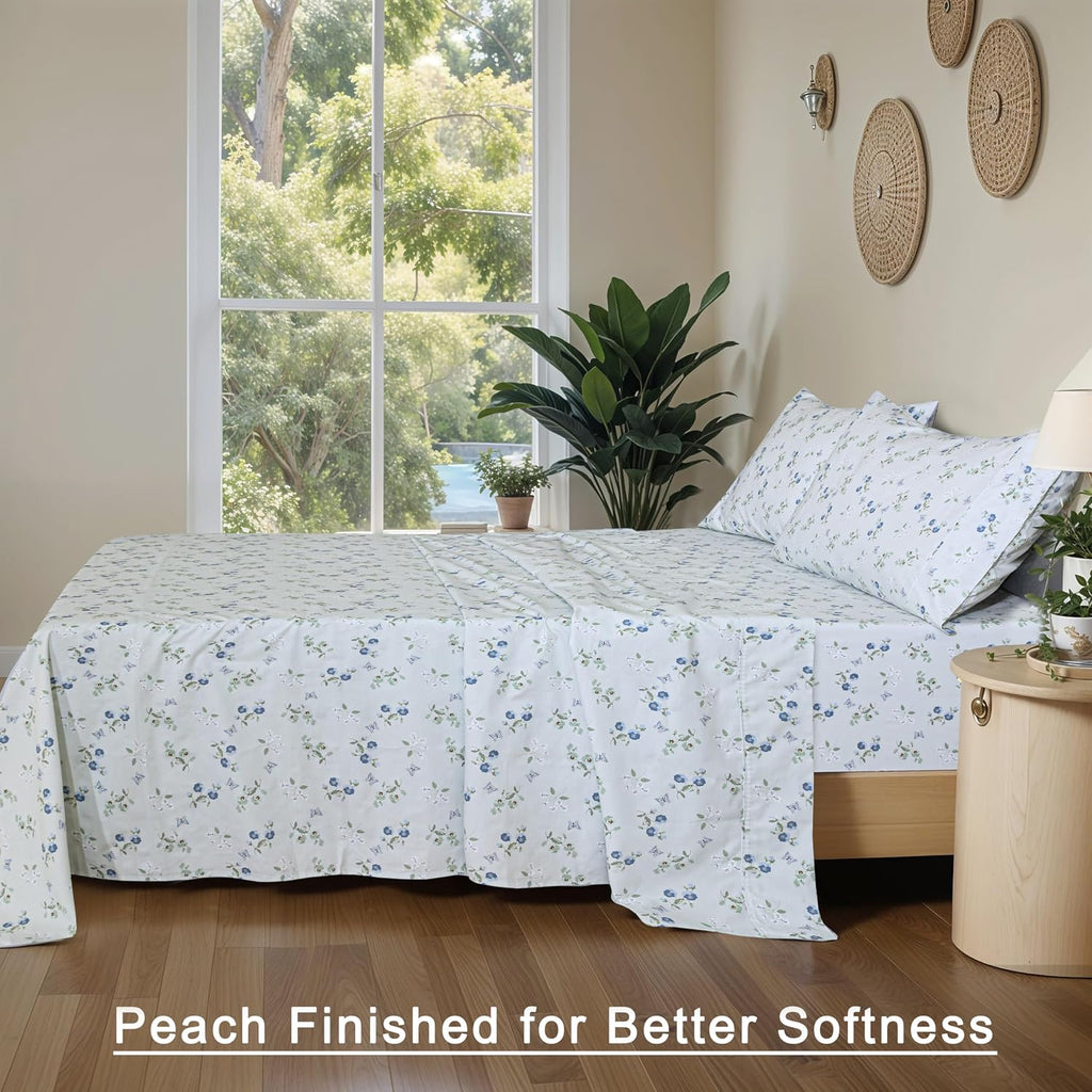 Ruvanti 100% Cotton Organic Percale Sheets Twin Size – Crisp Cooling Bed Sheets for Hot Sleepers, Deep Pocket 15”, Soft Peach Finish, Breat…