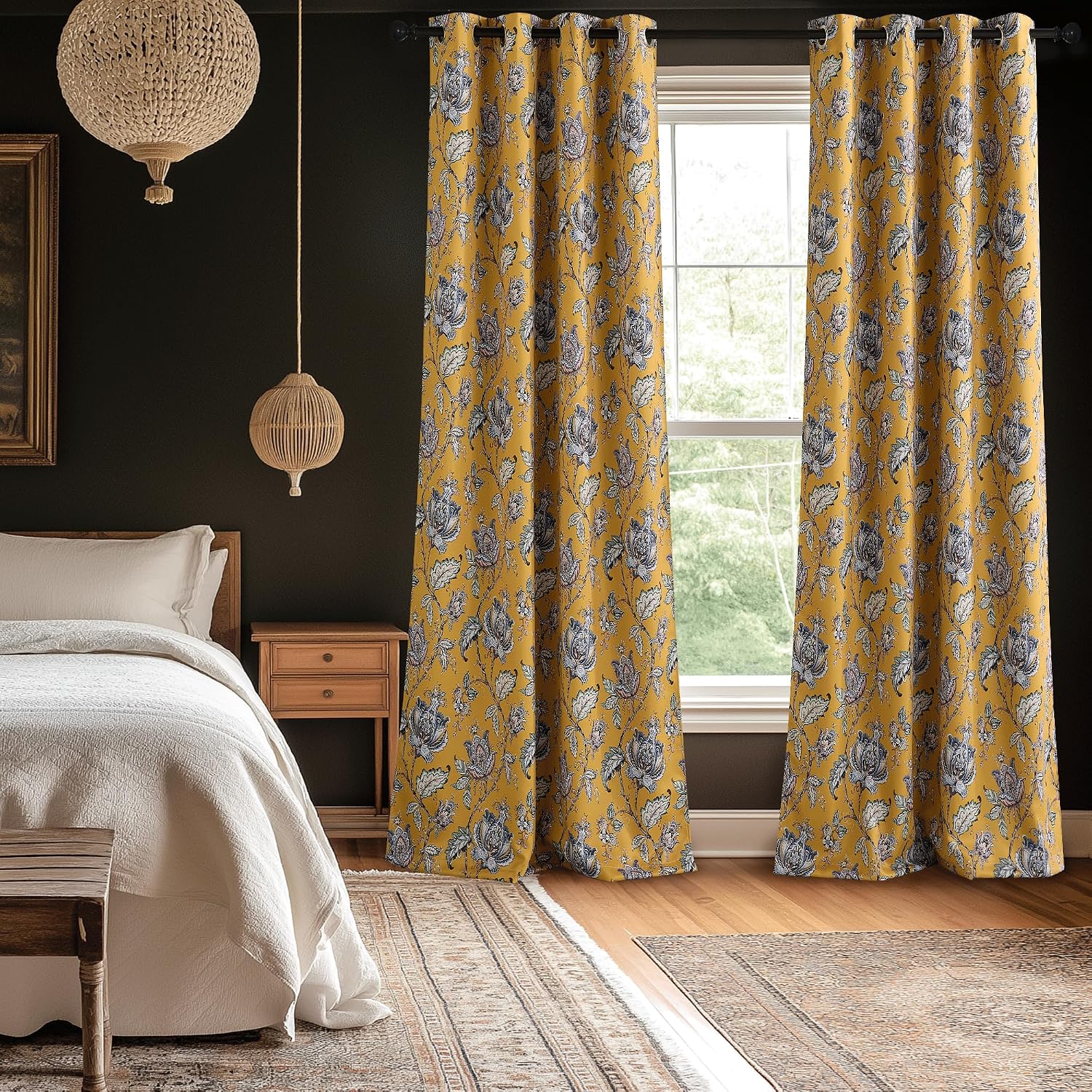 Nicetown Curtains for Living Room 96 Inches Long 2 Panels, Room Darkening Curtains for Farmhouse, Thermal Insulated Privacy Drapes Oak Brow…