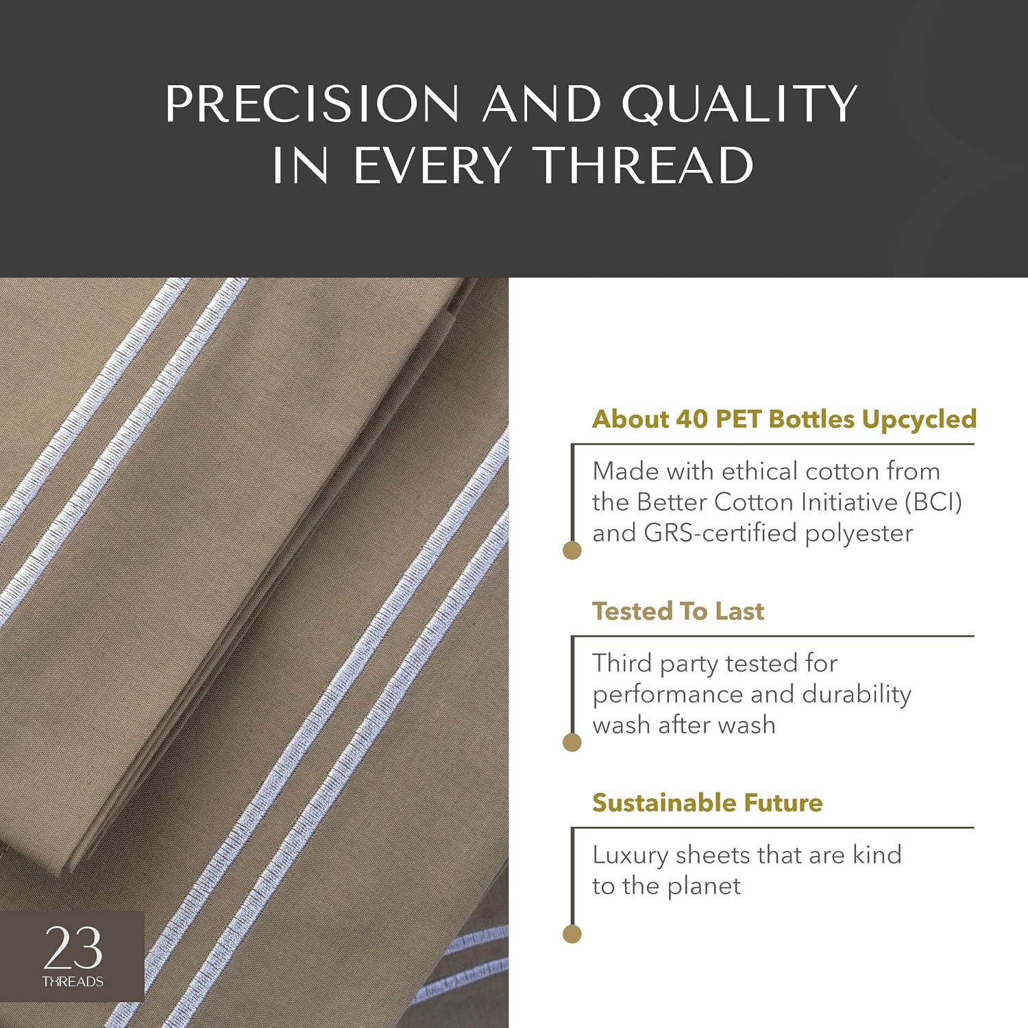 23Threads 23 THREADS X101 Series Cotton Percale Rich Bed Sheets and Pillowcases Set, 15 Inch Deep Pocket, Luxury Cooling Bedding Linen, Que…