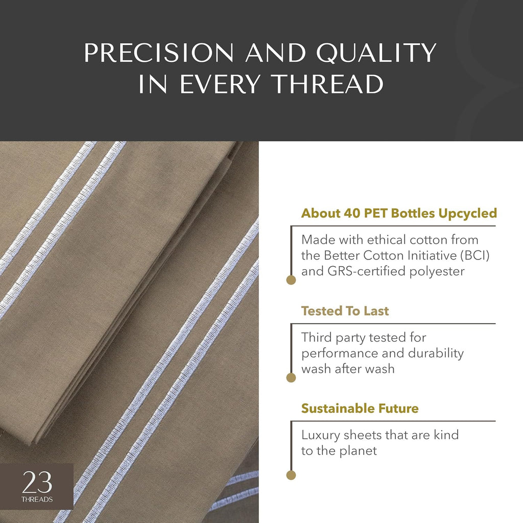 23Threads 23 THREADS X101 Series Cotton Percale Rich Bed Sheets and Pillowcases Set, 15 Inch Deep Pocket, Luxury Cooling Bedding Linen, Kin…