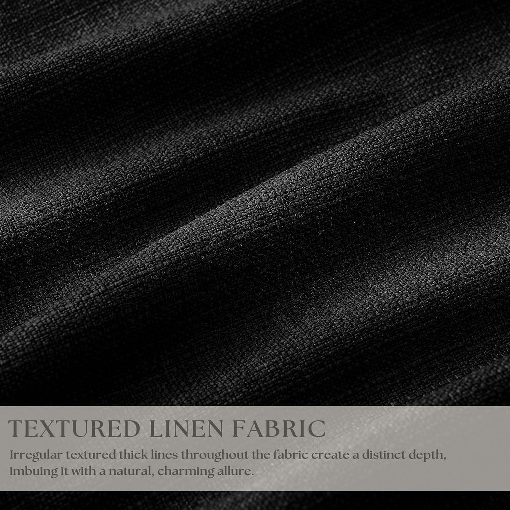 Twodrapes Black 96 Inch Blackout Pinch Pleated Curtains 2 Panel Set for Living Room Darkening Thick Linen Textured 100% Black Out Drapes 96…