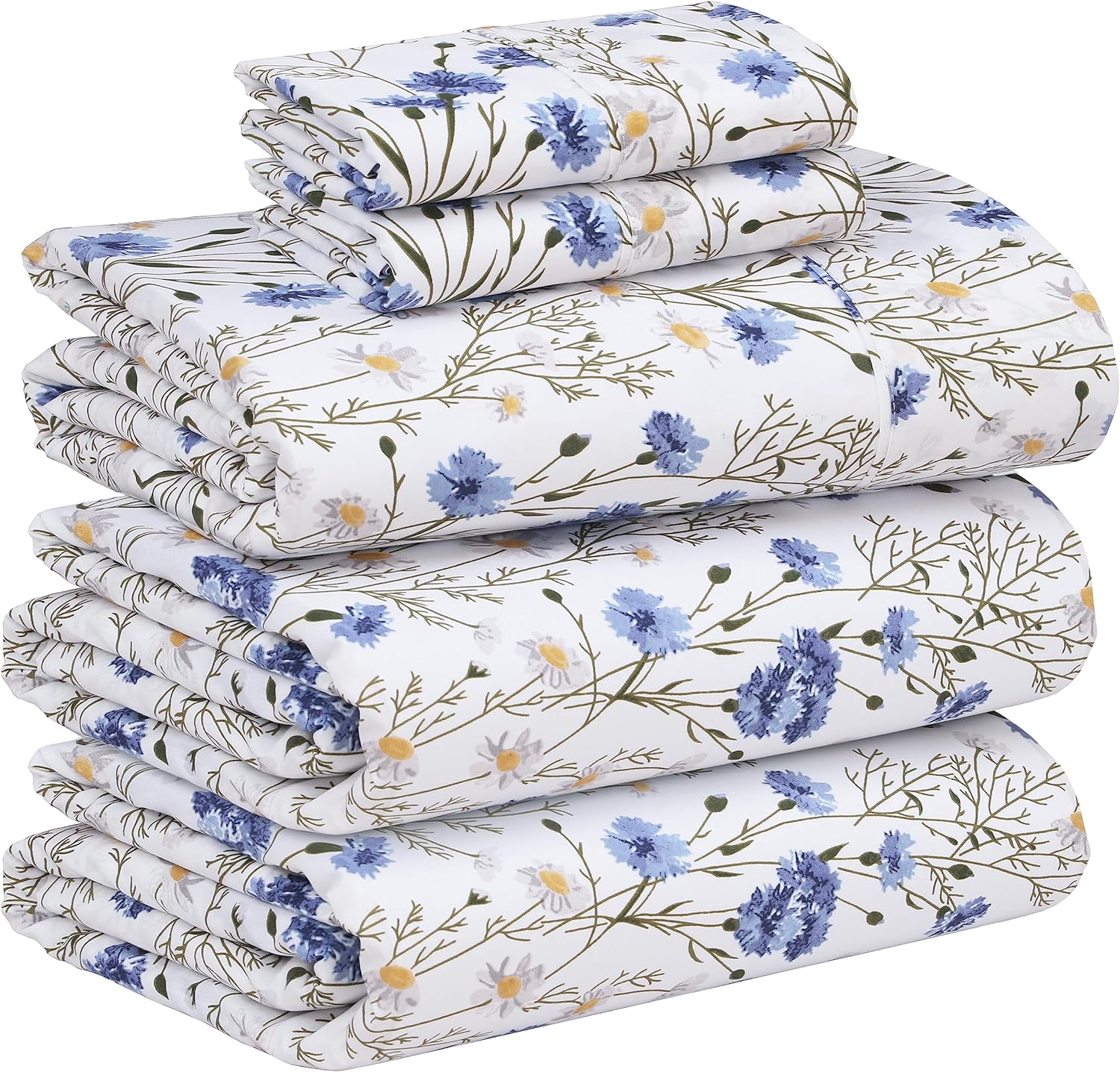 Ruvanti 100% Cotton Percale Sheets Split King Size – Crisp Cooling Bed Sheets for Hot Sleepers, Deep Pocket 16”, Soft Breathable & Durable…