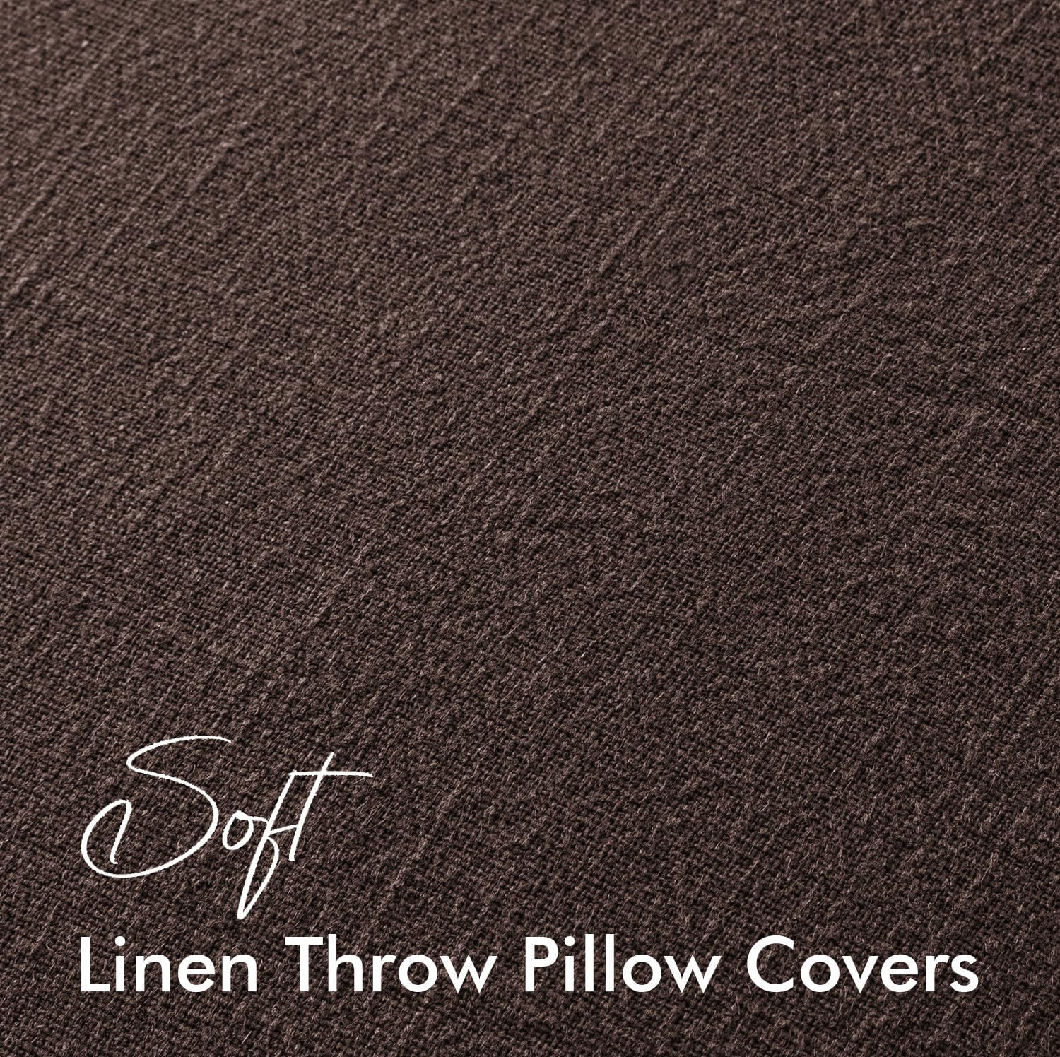 EMEMA Throw Pillow Covers Decorative Linen Pillow Covers 20x20 Inch Dark Brown Boho Farmhouse Neutral Couch Throw Pillows for Bed Pack of…