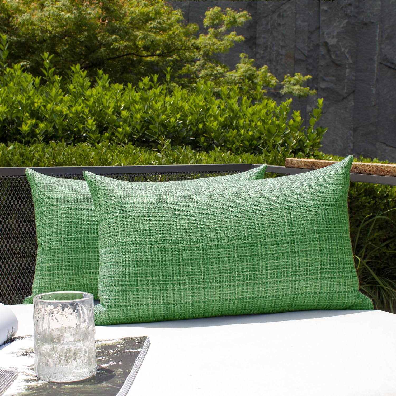 Kevin Textile Pack of 2 Spring Decorative Outdoor Waterproof Pillow Covers Garden Cushion Sham Throw Pillowcase Shell for Patio Tent…