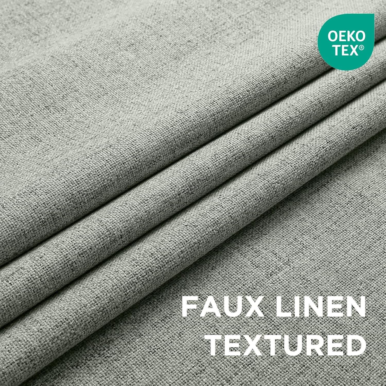 Cucraf 100% Blackout Curtains 96 inches Length 2 Panels Set, Room Darkening Linen Textured Curtain Grommet for Bedroom Living Room, Light B…