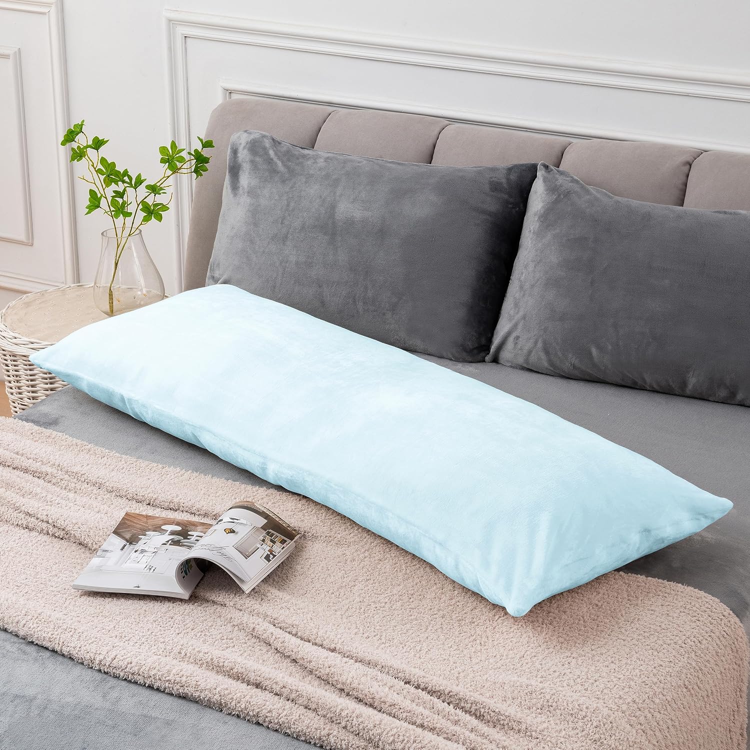 Bedelite Body Pillow Cover with Zipper Closure, Super Soft and Cozy Fuzzy Fleece Pillowcase 20 x 54 Inches, Luxury Fluffy Plush Long Body P…