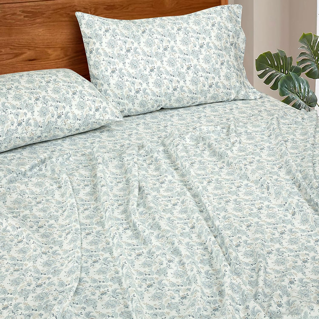 Royalelinens ROYALE LINENS 300 Thread Count 100% Long Staple Combed Cotton Sheet Set - 4 Piece Queen Bed Sheets - 1 Fitted, 1 Flat & 2 Pill…