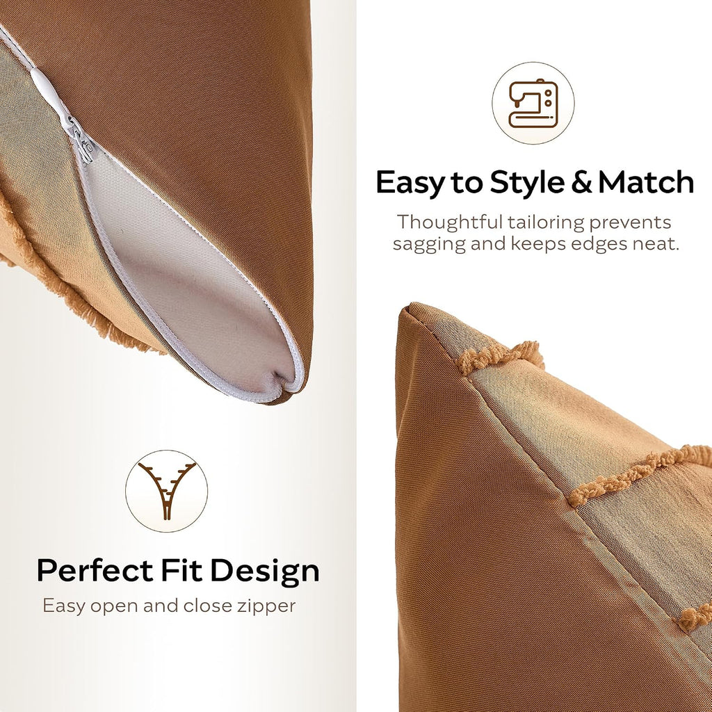 Jellymoni 2 Pack Rust Pillowcases 12" x20", Soft Microfiber Striped Tufted Pillow Covers(Pillows are not Included) 2 Pack 20 inches