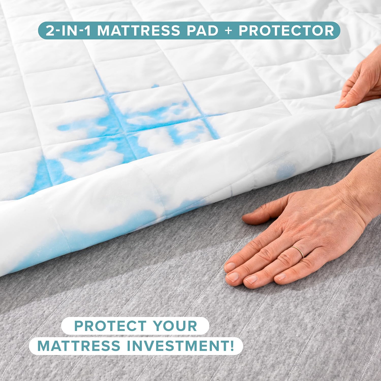 BareHome Bare Home Waterproof Quilted Mattress Protector - Cooling Mattress Pad - Protects Against Spills - Easily Washable - Elastic Fitte…