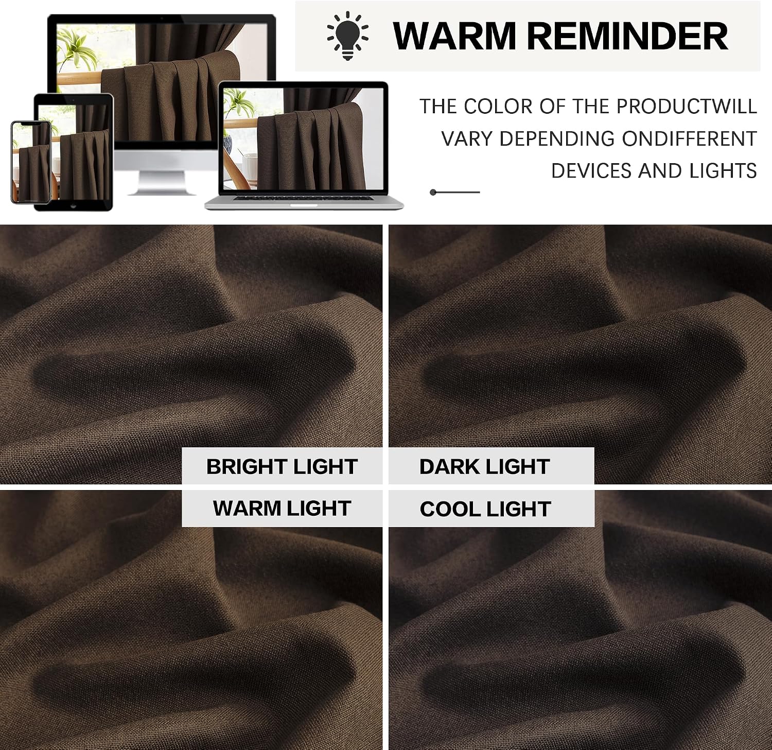 Keqiaosuocai Brown Linen Blackout Thick Curtains 96 Inch Long for Bedroom Living Room, 100% Black Out Heavy-Duty Curtain Drapes Chocolate B…