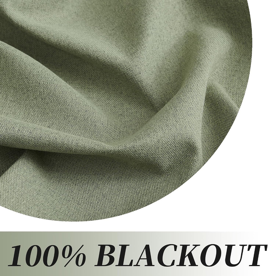 Keqiaosuocai Extra Long Blackout Linen Curtains 120 Inches Long, Back Tab Loop Pocket Hook Belt Long Drapes for High Ceiling Loft Living Ro…