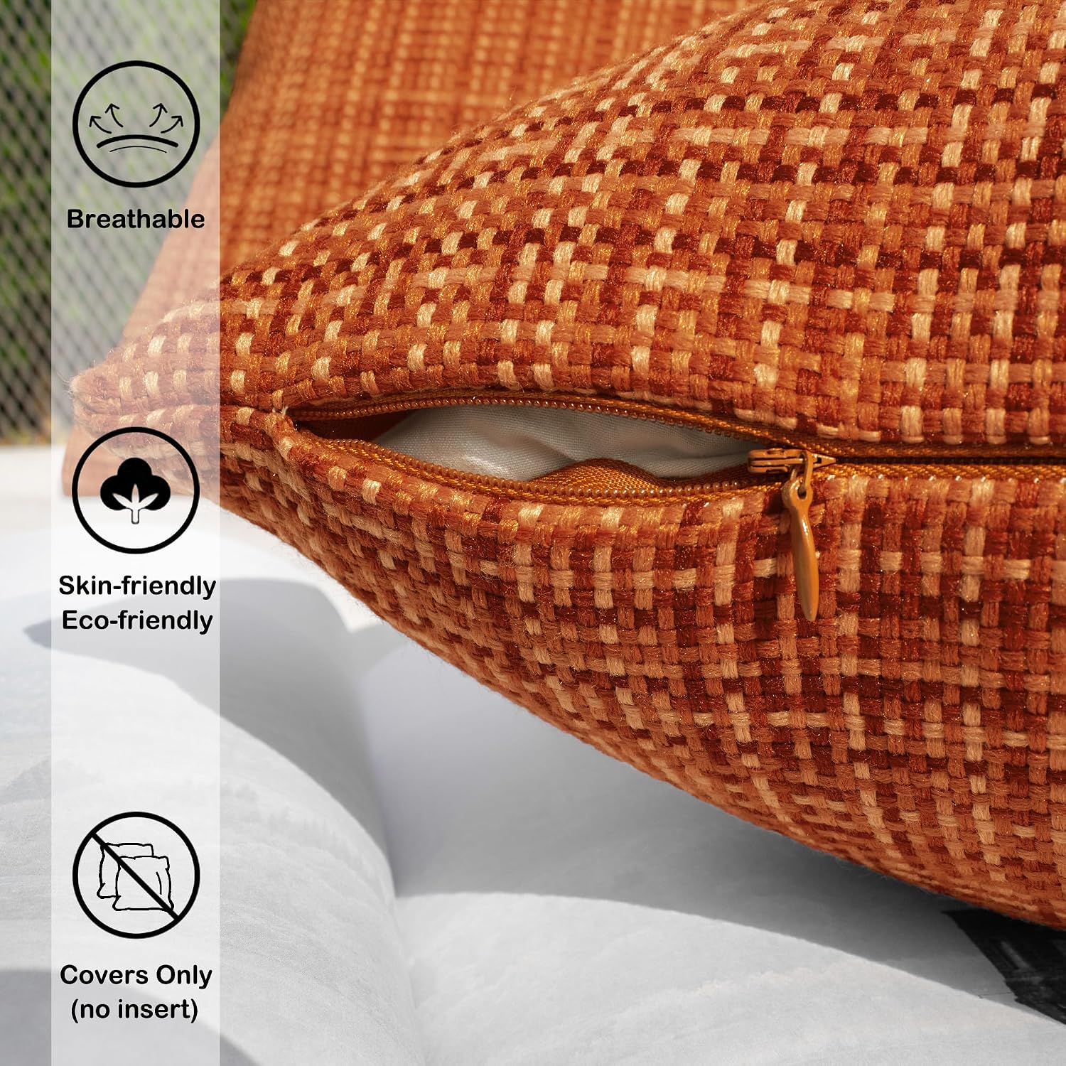Kevin Textile Fall Pack of 2 Decorative Outdoor Waterproof Pillow Covers Garden Cushion Sham Throw Pillowcase Shell for Patio Tent Couch…