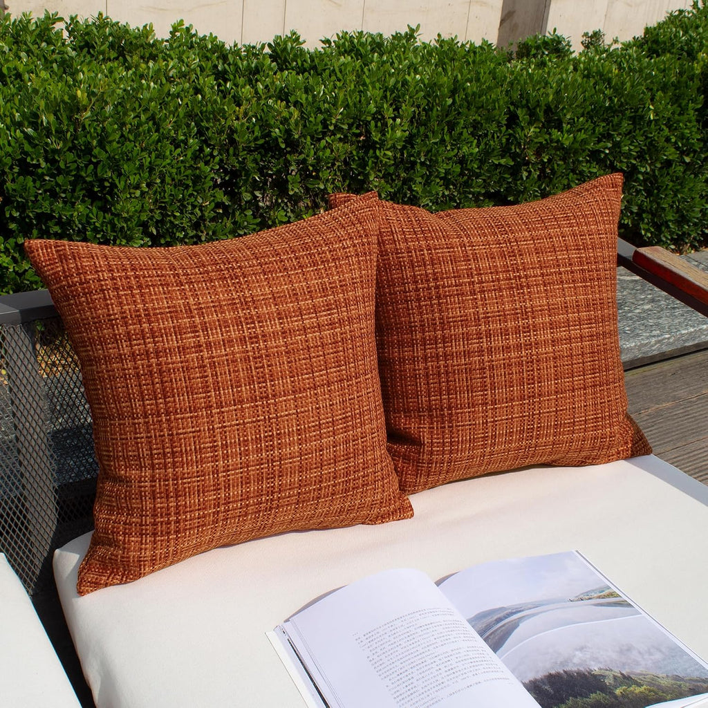 Kevin Textile Outdoor Waterproof Throw Pillow Covers 26x26 Inch Pack of 2 Woven Faux Linen Farmhouse Decorative Euro Shams Water…