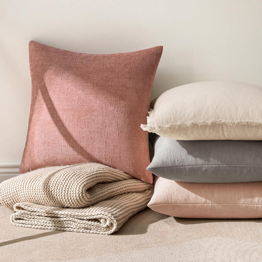 MIULEE Pack of 2 Decorative Throw Pillow Covers Soft Chenille Throw Pillows Solid Textured Cushion Covers for Spring Valentine's Day…