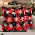 decorUhome Summer Black and Red Snowflake Linen Decorative Throw Pillow Covers 20x20 Set of 2 Buffalo Plaid Check Farmhouse Gingham Cushion…
