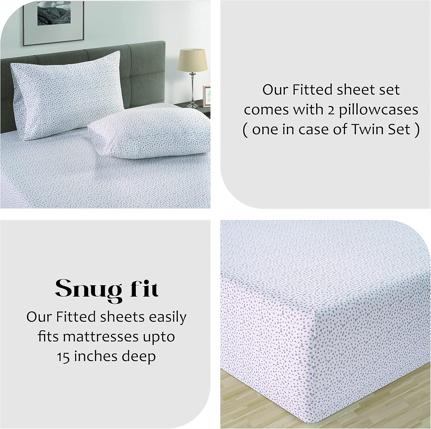LANE LINEN Twin XL Fitted Sheet, 100% Organic Cotton 2-Piece Set (1 Fitted Sheet, 1 Pillowcase), Percale Weave, Soft, Breathable, Fits…