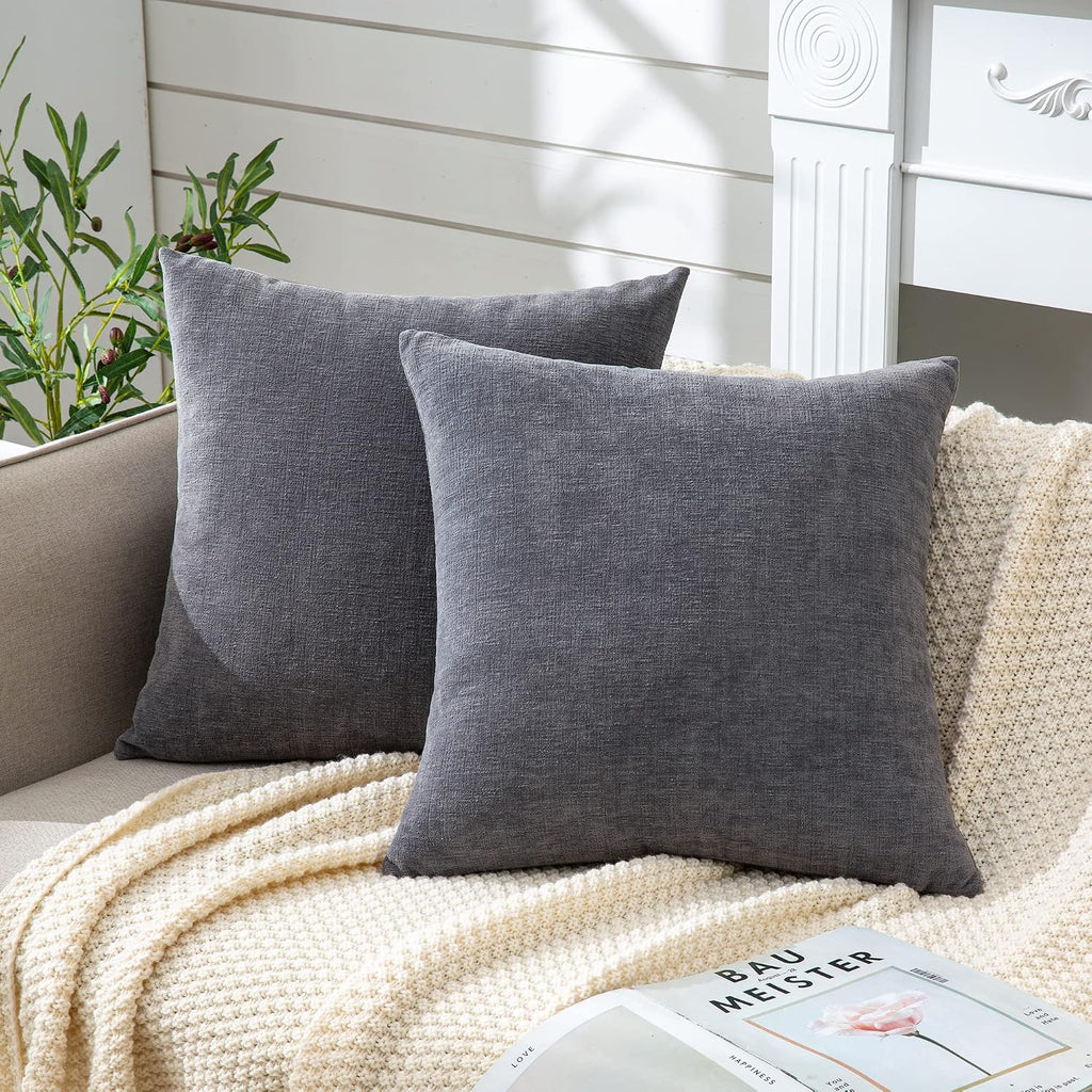 Gawamay Decorative Throw Pillow Covers 16x16 Inch Set of 2, Super Soft Chenille Square Pillows Farmhouse Fall Pillowcase for Living Room Be…