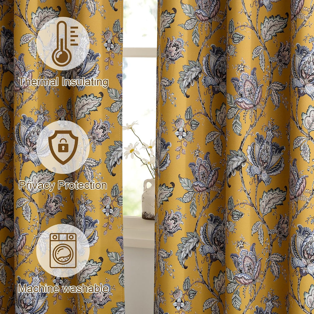 Nicetown Curtains for Living Room 96 Inches Long 2 Panels, Room Darkening Curtains for Farmhouse, Thermal Insulated Privacy Drapes Oak Brow…