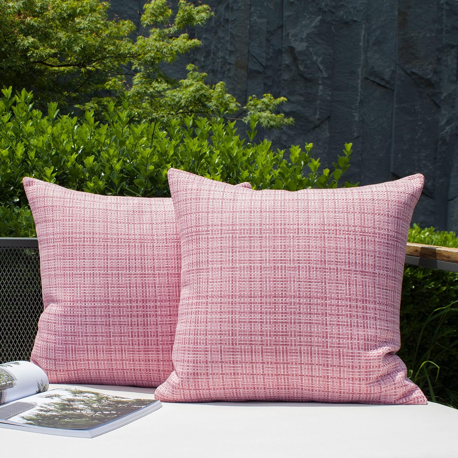 Kevin Textile Pack of 2 Decorative Outdoor Waterproof Throw Pillow Covers Stripe Square Pillowcases Modern Cushion Cases for Gifts Patio…