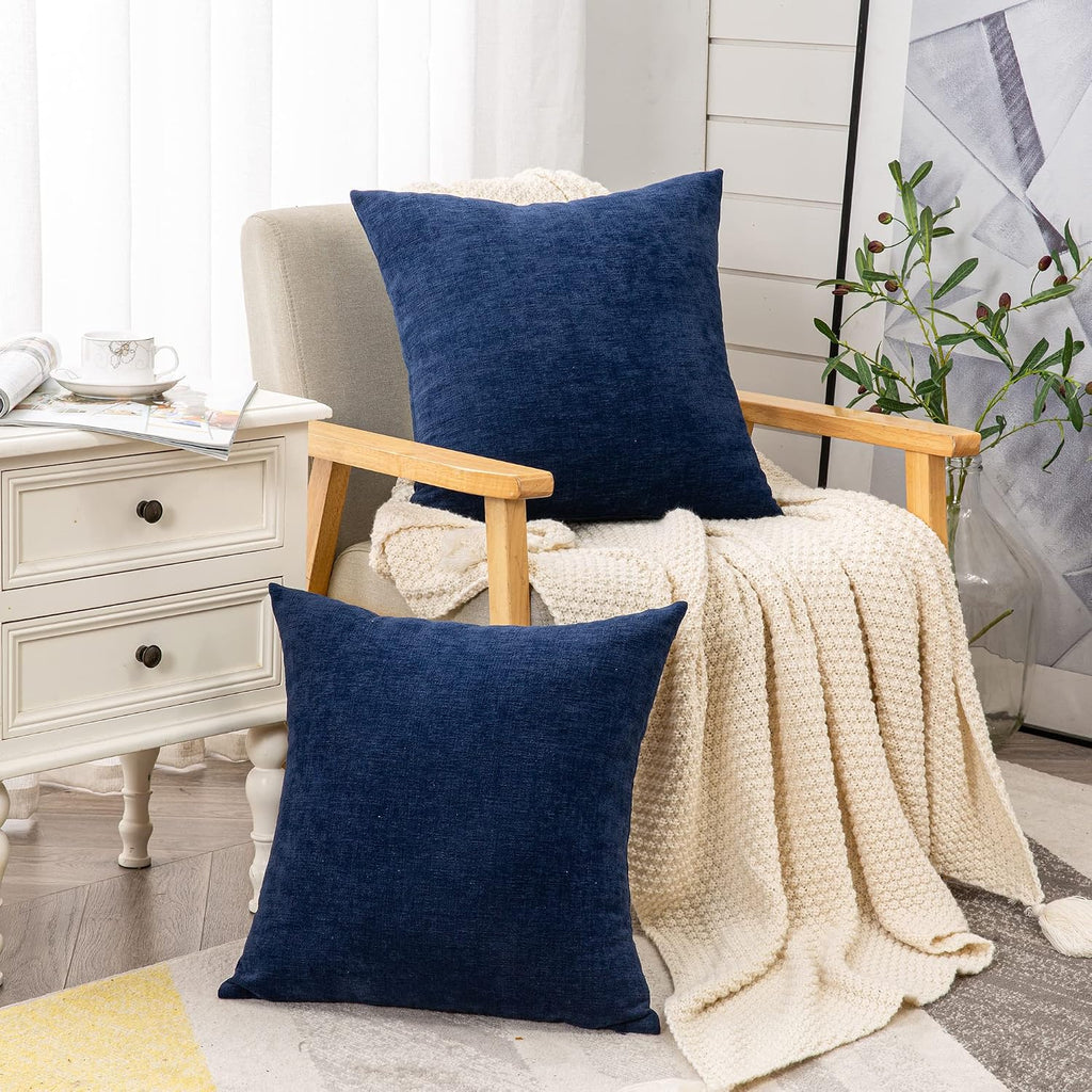 Gawamay Decorative Throw Pillow Covers 16x16 Inch Set of 2, Super Soft Chenille Square Pillows Farmhouse Fall Pillowcase for Living Room Be…