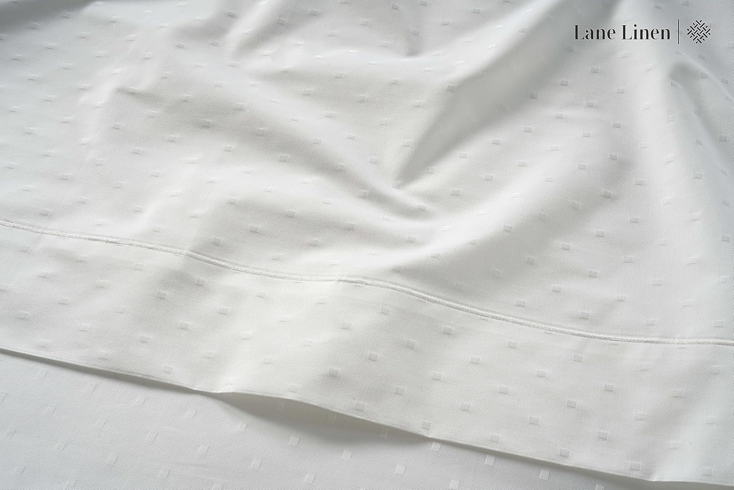 LaneLinen LANE LINEN Pillows Queen Size Set of 2, Soft 100% Egyptian Cotton, Cool & Smooth Pillow Cases - Swiss Dot - White Cotton White