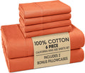 Casa Platino 100% Cotton Sheets California King Size Set - 6 Pieces (1 Flat, 1 Fitted, 4 Pillowcases) - Soft, Breathable & Cooling…