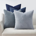 Topfinel Summer Throw Pillow Covers 20x20 Inch Set of 4, Blue Corduroy Decorative Cushion Cover, Modern Unique Pillow for Couch, Sofa, Living R…