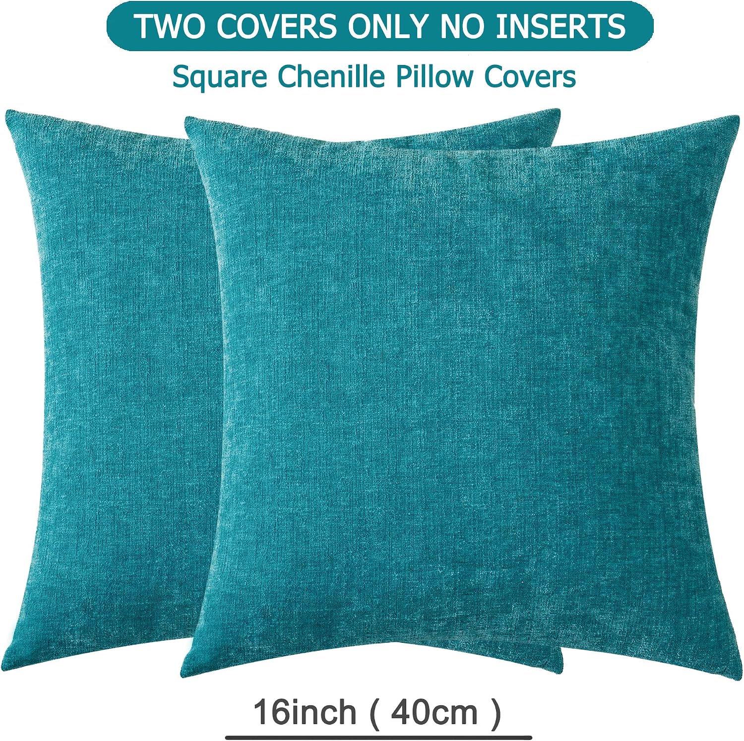 Gawamay Decorative Square 16x16 Inch Throw Pillow Covers Set of 2, Super Soft Chenille Pillows Farmhouse Fall Pillowcase for Living Room Be…