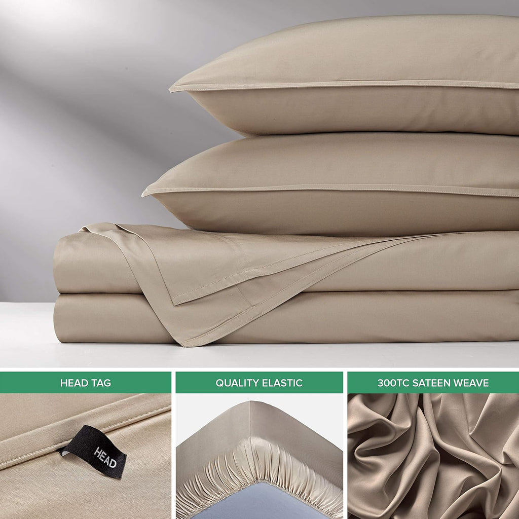 PureBamboo Pure Bamboo Full Sheets, Genuine 100% Organic Viscose Derived from Bamboo Bed Sheet Set, Luxuriously Soft & Cooling, Double Stit…