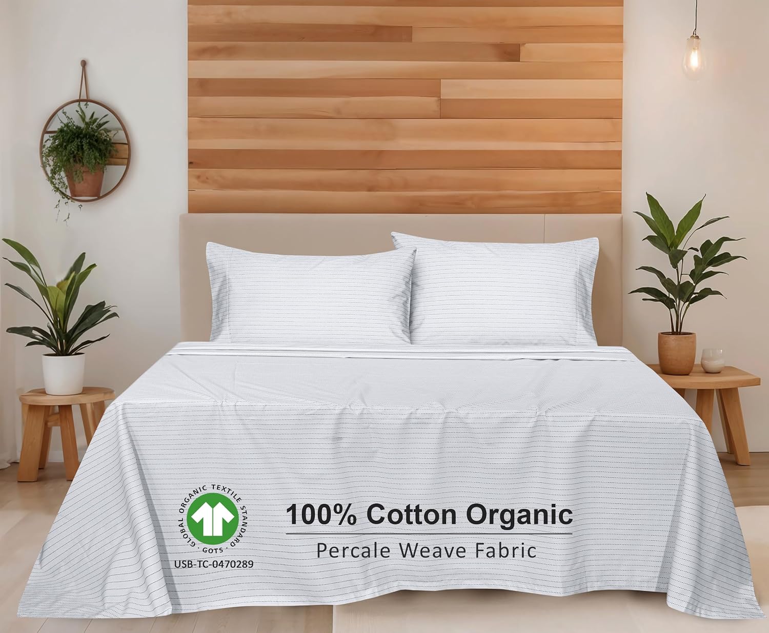 Ruvanti 100% Cotton Organic Percale Sheets Queen Size – Crisp Cooling Bed Sheets for Hot Sleepers, Deep Pocket 15”, Soft Peach Finish, Brea…
