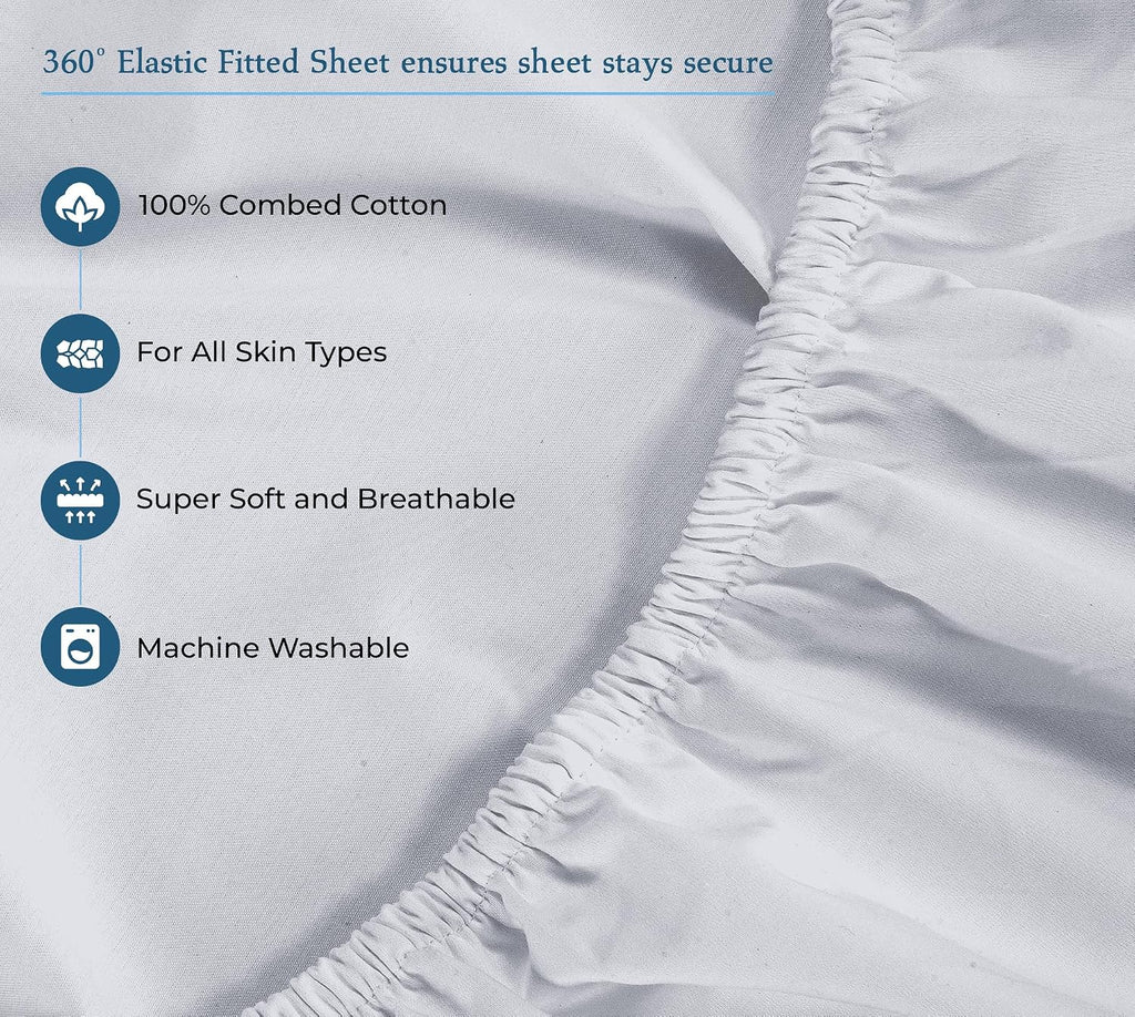 Royalelinens ROYALE LINENS 400 Thread Count 100% American Grown Cotton 3 Piece Sateen Twin Sheet Set - 1 Fitted Sheet, 1 Flat Sheet, 1 Pill…