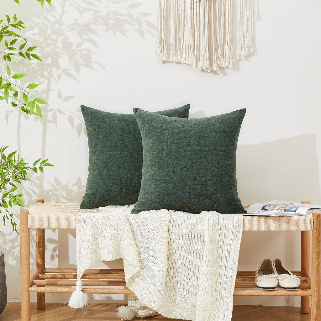 Gawamay Decorative Chenille Throw Pillow Covers 26"x26" Inch Pack of 2, Soft Square Couch Pillow Cover for Sofa Cushion Living Room Bedroom…